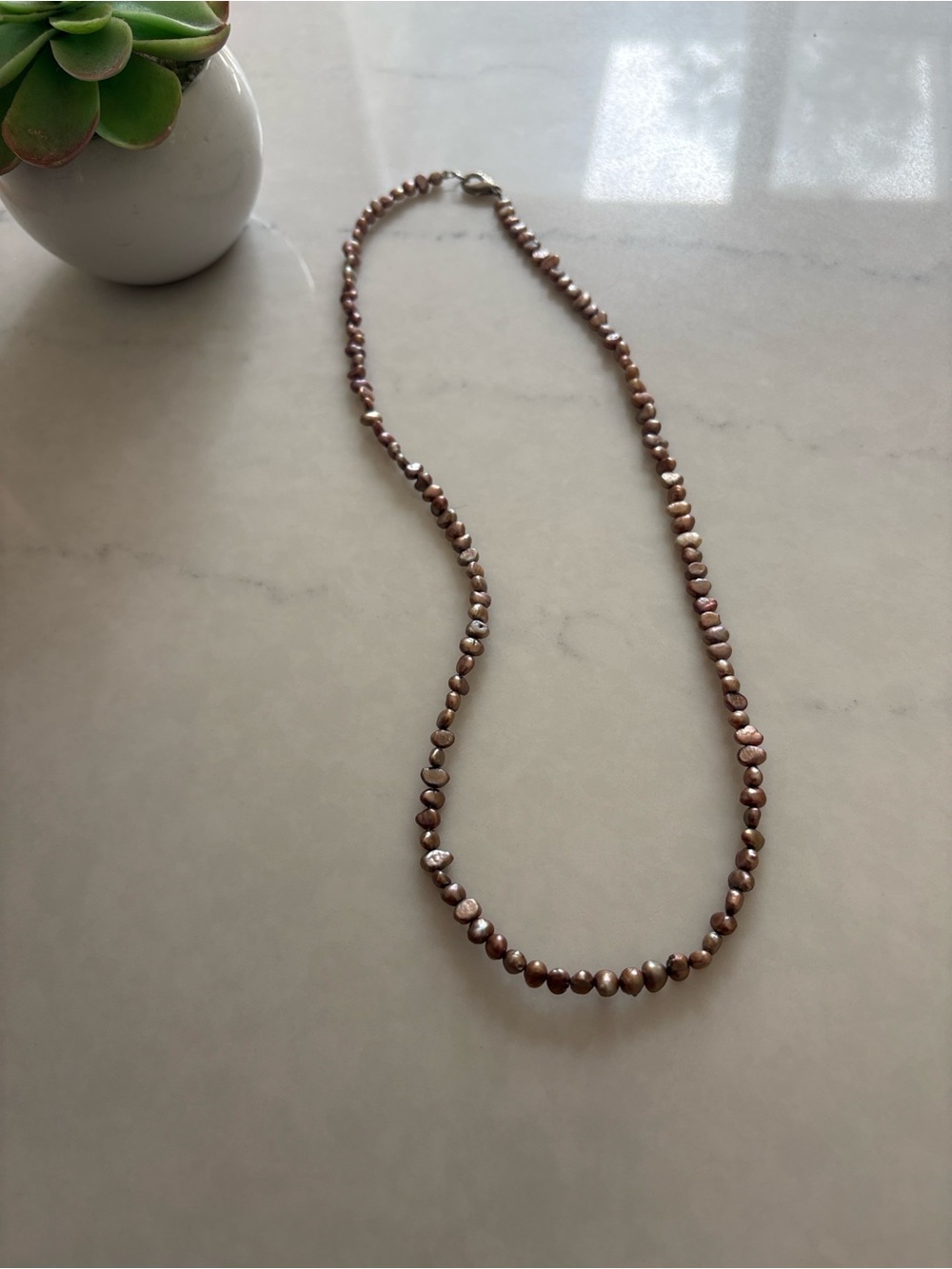 Vintage 23” Iridescent Freshwater Pearl Strand Necklace